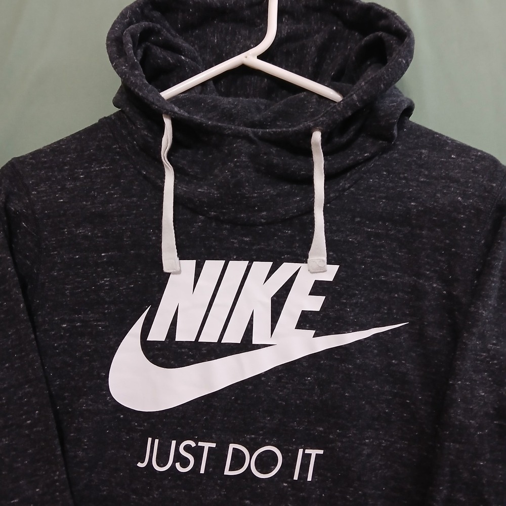 Nike Just Do It Cord Hoodie Unisex Black Lightweight Casual Pullover Small NWOT - Picture 4 of 12